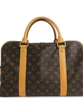 Louis Vuitton Carrier Monogram Boston Bag Brown Gold
